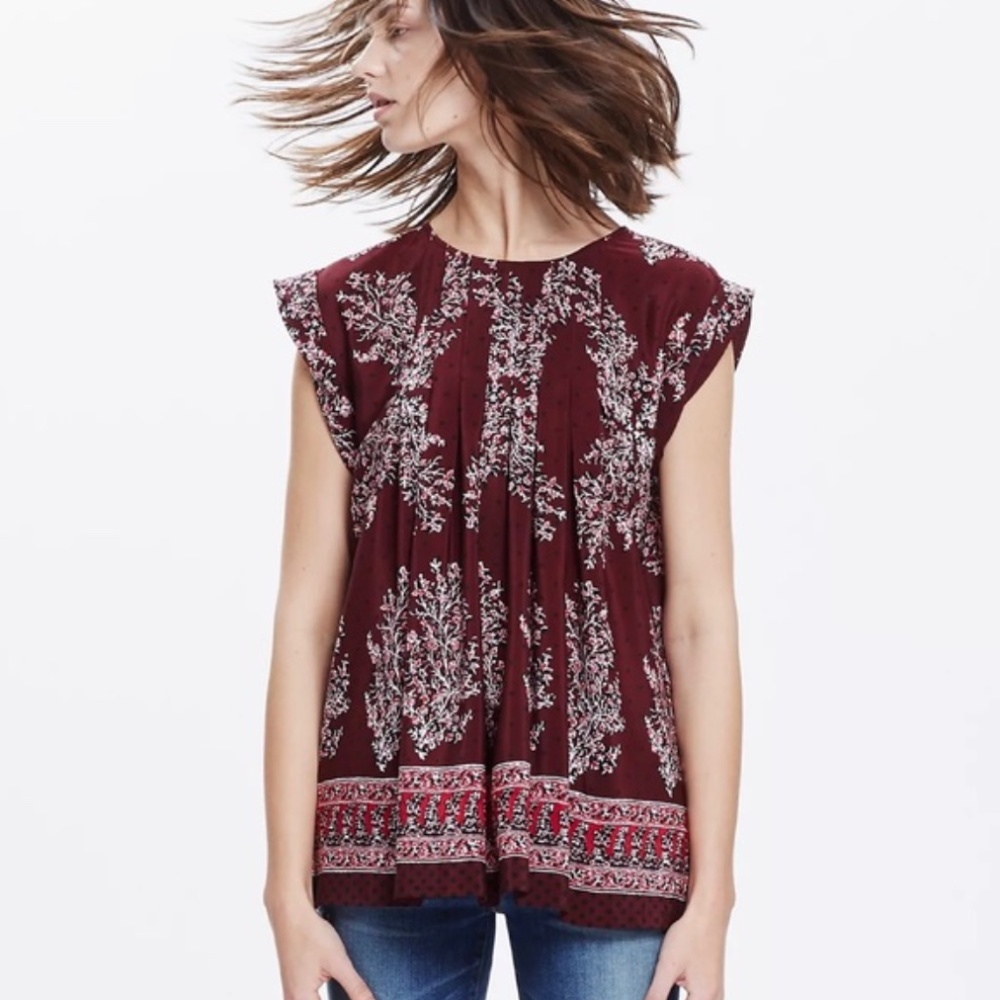 Madewell Silk Garden Top in Lassi Flower